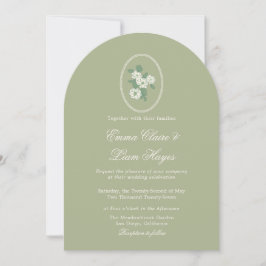 Convite Sage Green Arch Chinoiserie Wedding Invitation
