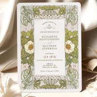 Sage Green Art Nouveau Alphonse Mucha Casamento