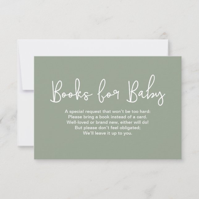 Convite Sage Green Baby shower Book Request Digital print (Frente)