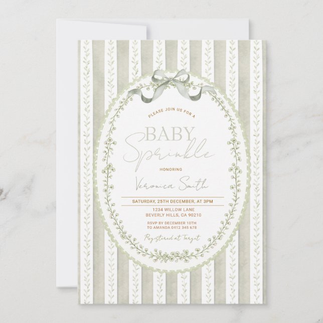Convite Sage Green Baby Sprinkle Invitation – Neutral (Frente)