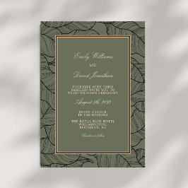 Convite Sage Green Beige Elegante Floral Vintage Classic