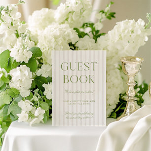 Convite Sage Green & Beige - Sinal do Livro de Convidados