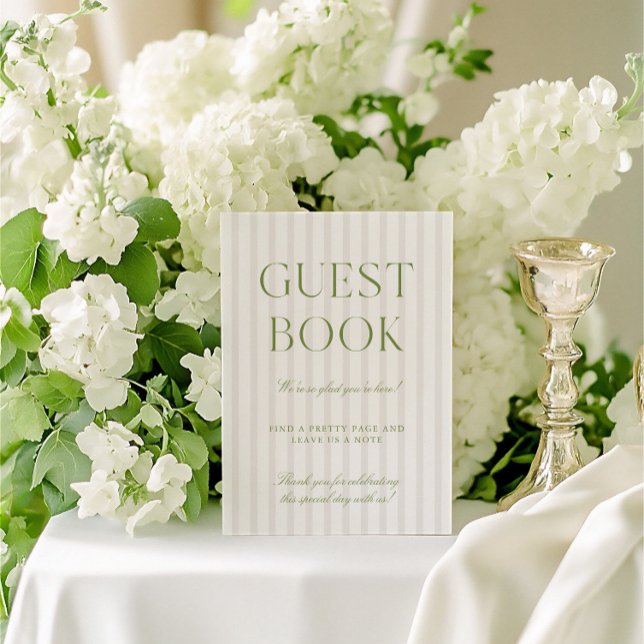 Convite Sage Green & Beige - Sinal do Livro de Convidados (Sage Green & Beige Wedding Guest Book Sign)