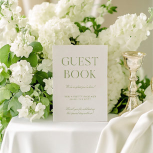 Convite Sage Green & Beige - Sinal do Livro de Convidados