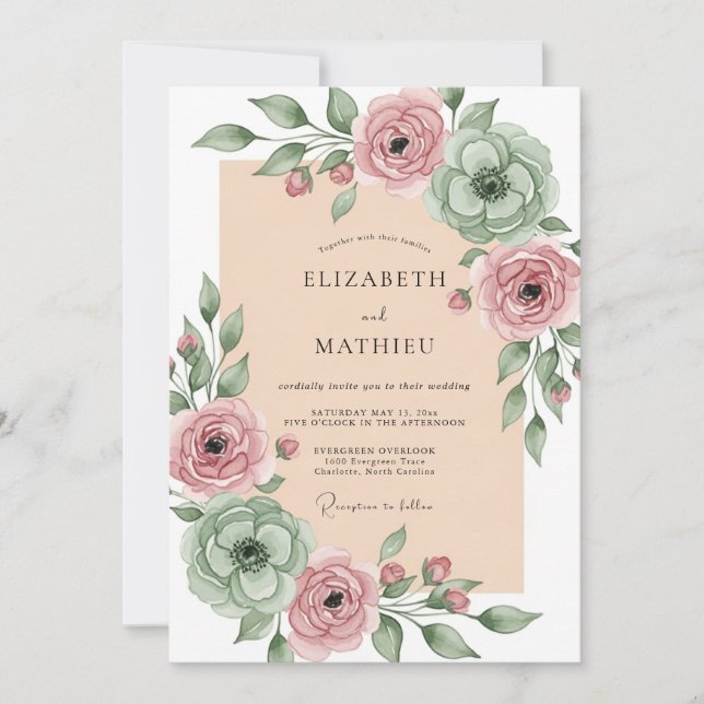 Convite Sage Green Blissful Spring Wedding (Frente)
