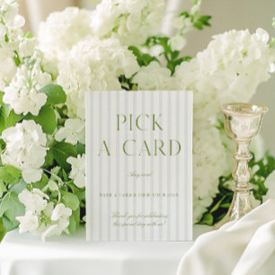 Convite Sage Green & Blue Weding Pick a Card Sign