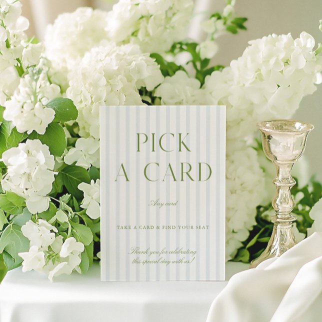 Convite Sage Green & Blue Weding Pick a Card Sign (Sage Green & Blue Wedding Pick a Card Sign)