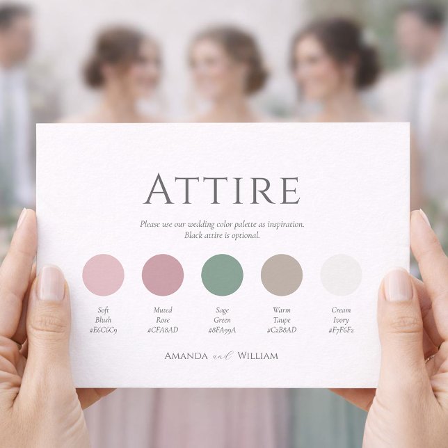 Convite Sage Green & Blush Wedding Attire Card (Criador carregado)