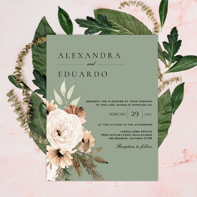 Convite Sage Green Bohemian Wedding (Criador carregado)