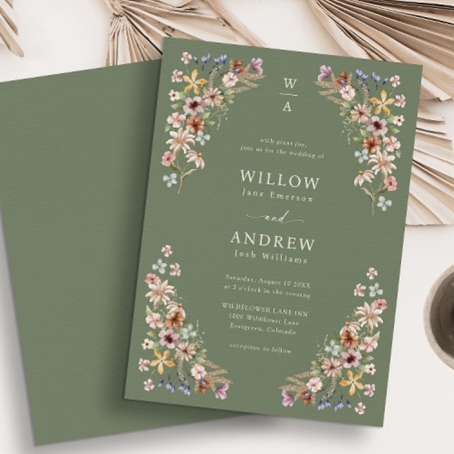 Convite Sage Green Boho Wedding (Sage Green Boho Wedding Invitation
)