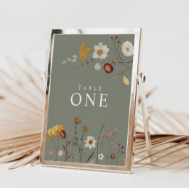 Convite Sage Green Boho Wildflower Table Number Cards