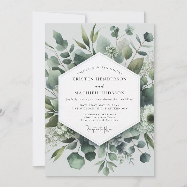 Convite Sage Green Botanical Elegance Wedding (Frente)