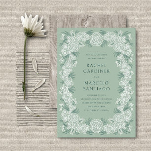 Convite Sage Green Botanical Floral Wedding