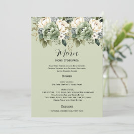 Convite Sage Green Botanical Floral Wedding | Menu