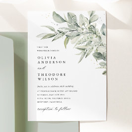Convite Sage Green Botanical Watercolor Elegant Wedding