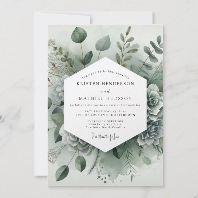 Convite Sage Green Botanical Whimsy Wedding (Frente)