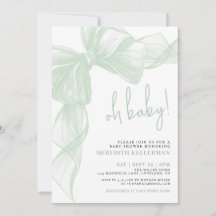 Sage Green Bow Baby Shower