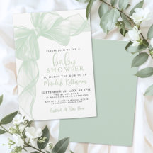 Sage Green Bow Baby Shower