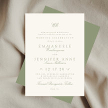 Sage Green Calliografia Monograma Creme O Casament