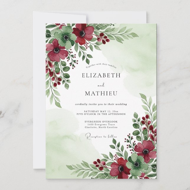 Convite Sage Green Captivating Winter Wedding (Frente)