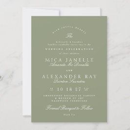 Convite Sage Green | Casamento Formal Elegante Clássico