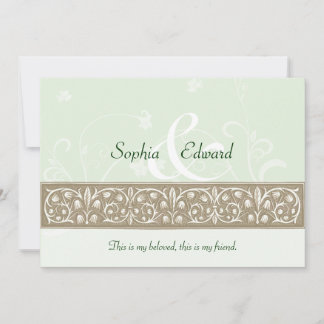 Convite Sage Green - Casamento Ornamental Frieze