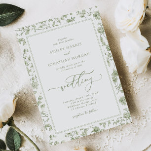 Convite Sage Green Chinoiserie Tudo em Um Casamento