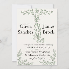 Convite Sage Green Classic Floral Wedding Invitation