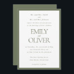 Convite Sage Green Classic Frame Wedding Parents Host<br><div class="desc">Faça seu anúncio de casamento inesquecível com este Modelo de Convite Elegante de Casamento Verde. Perfeitamente trabalhado para pais que hospedam o dia especial, este convite verde e branco de sábio escuro apresenta um sofisticado quadro verde de sábio e uma tipografia elegante para os nomes do cônjuge e as informações...</div>