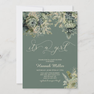 Convite Sage Green   Costa do Marfim   Chá de fraldas de G
