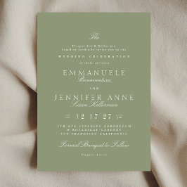 Convite Sage Green Cream Elegant Calligraphy The Wedding