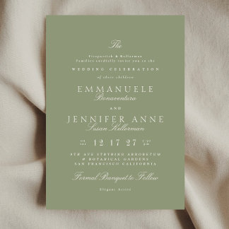 Convite Sage Green Cream Elegant Calligraphy The Wedding