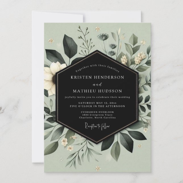 Convite Sage Green Cultivated Botanical Wedding (Frente)