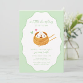Convite Sage Green Cute Asian Dumpling Baby Shower 
