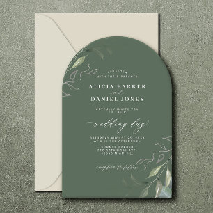 Convite Sage green deixa boho arca casamento