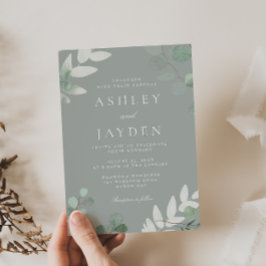 Convite Sage Green deixa casamento moderno