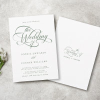 Sage Green Delicate Elegant Script Wedding