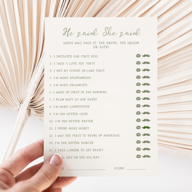 Convite Sage Green disse que ela disse "Cartão" (Criador carregado)