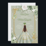 Convite Sage Green Dourada Crown Mis Quince 15 Anos Dresse<br><div class="desc">Quinceañera Sage Green Crown Dirige Convite Mis Quince 15 Anos,  16º aniversário.</div>