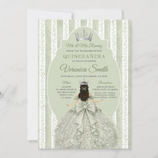 Convite Sage Green Dress with Bow Quinceañera Birthday