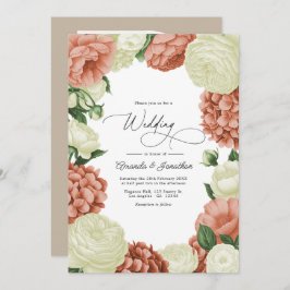 Convite Sage Green, Dusty Peach & Ivory Floral Wedding