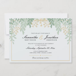 Convite Sage Green e Dourado Casamento Verde