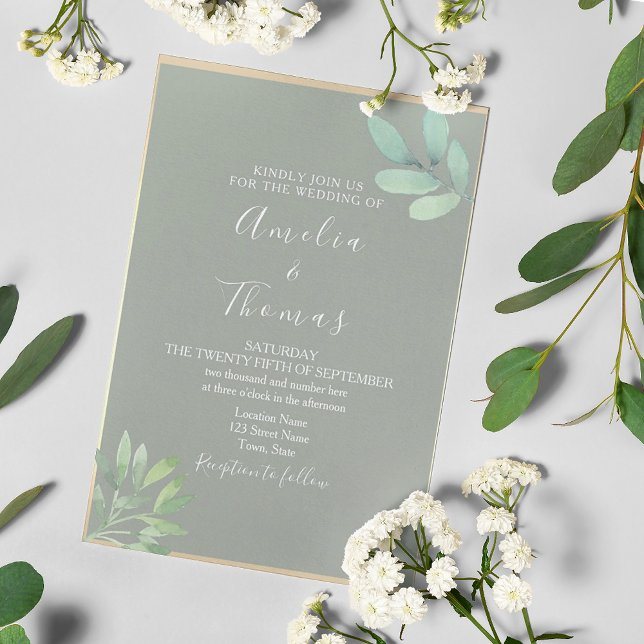 Convite Sage Green e Eucalyptus Wedding (Criador carregado)