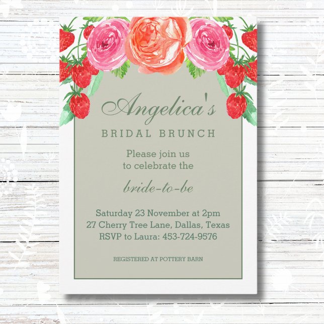 Convite Sage Green e White Peach Peony Bridal Brunch (Criador carregado)