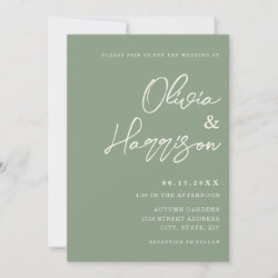 Convite Sage Green Elegant Script Tudo Em Um Casamento