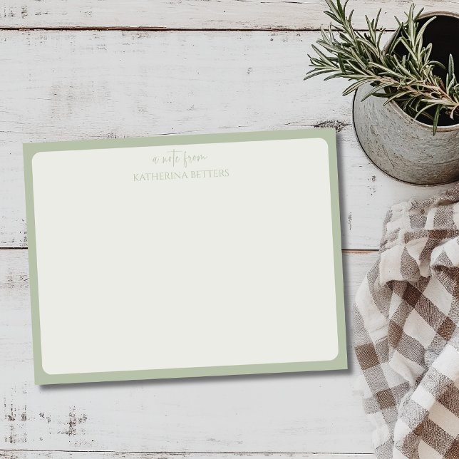 Convite Sage Green Elegant Simple Statnionery Note Card (Criador carregado)