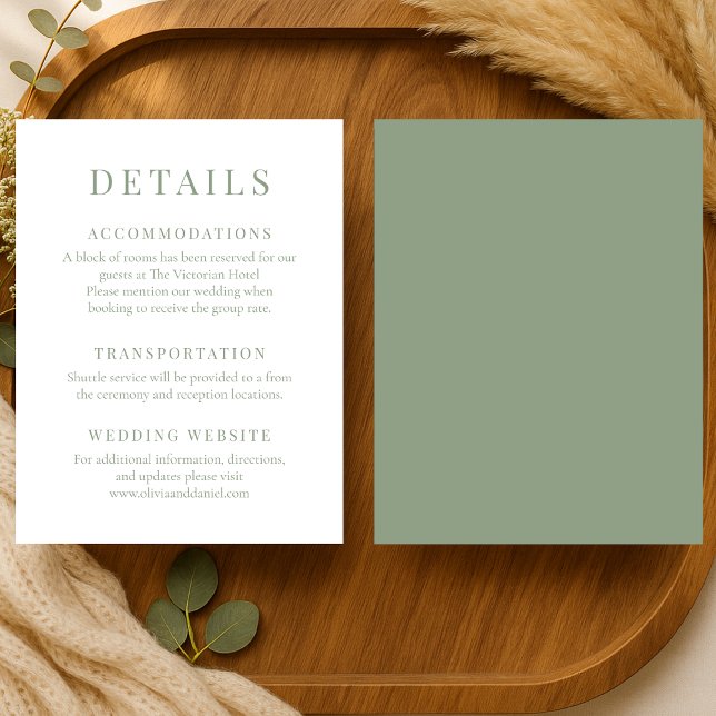 Convite Sage Green Elegant Wedding Details (Criador carregado)