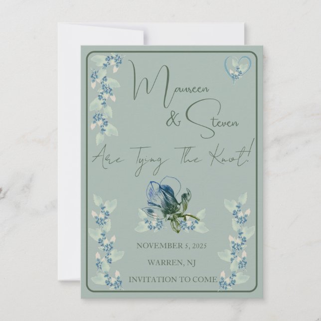 Convite Sage Green em Green Orchid Floral Salvar a Data (Frente)