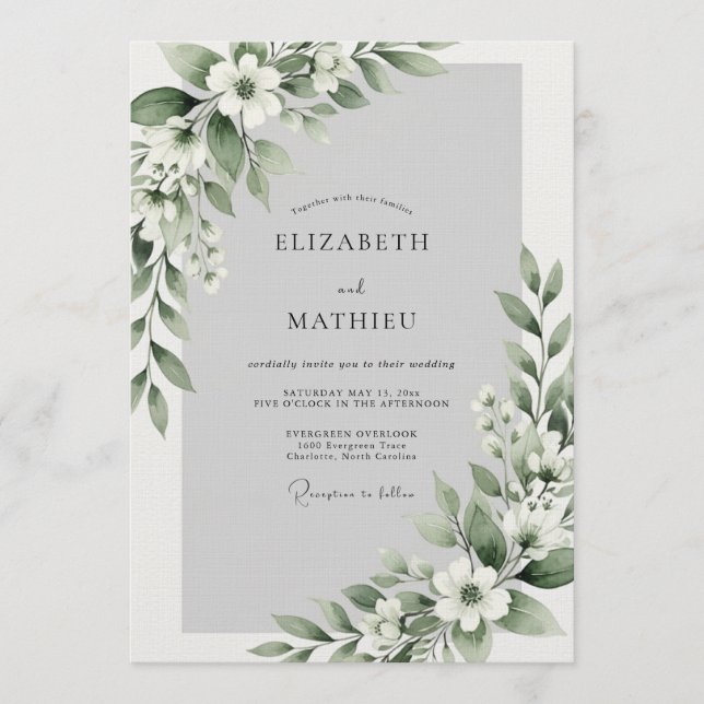 Convite Sage Green Ethereal Blossom Wedding (Frente)