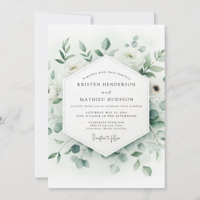 Convite Sage Green Ethereal Botanical Wedding (Frente)